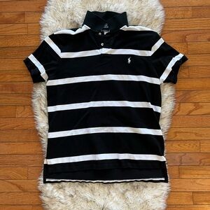 Ralph Lauren Black and White Striped Polo Shirt